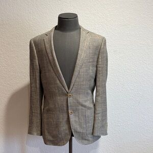J. Crew Men's Checkered Blazer in Brown and Tan